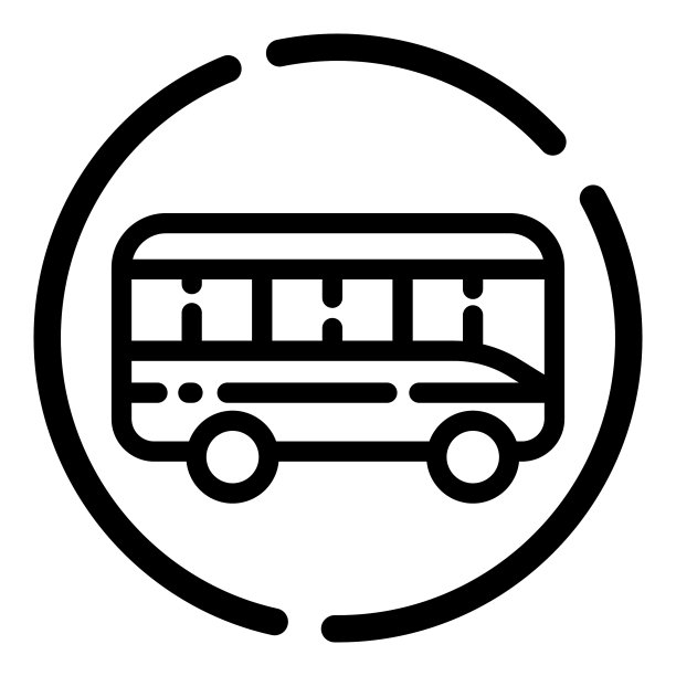 公交车辆城市圈平面图标孤立上图片下载