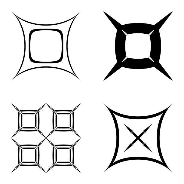 方形星平面图标设置孤立在白色图片下载