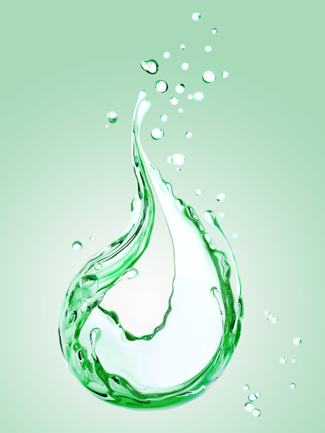 液体飞溅绿色颜色，飞溅芦荟3d插图，抽象漩涡背景，3d渲染图片下载
