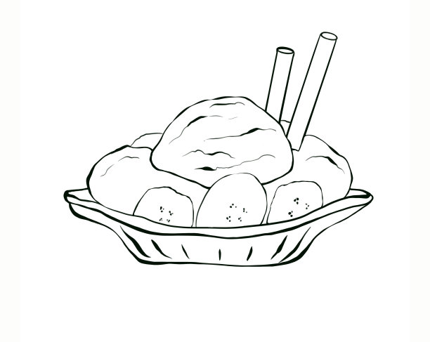 冰淇淋的剪影，插图孤立在白色背景。手画插图图片下载