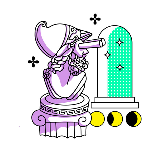 希腊迷幻雕塑构图。迷幻旅行风格的海报和横幅的迷幻矢量插图。图片下载