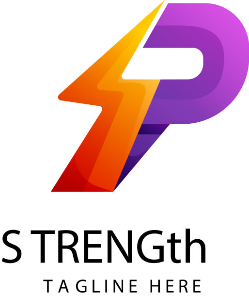 字母p标志设计具有雷电能量形状图片下载