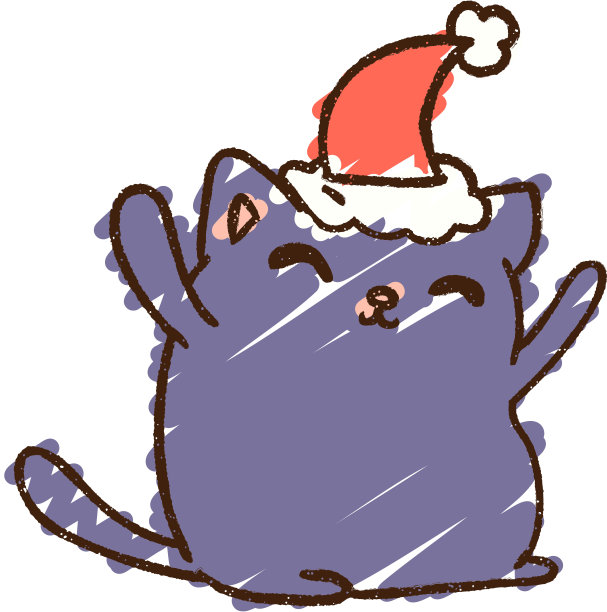 圣诞猫粉笔画图片下载