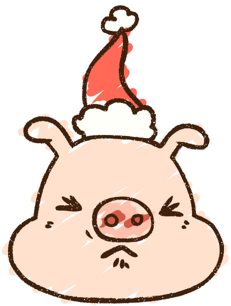 圣诞猪粉笔画图片下载