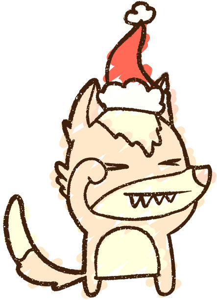 圣诞狼粉笔画图片下载