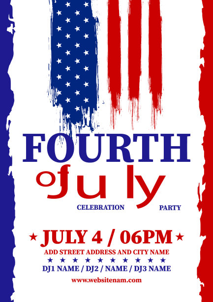 7月4日庆祝派对海报传单设计图片下载