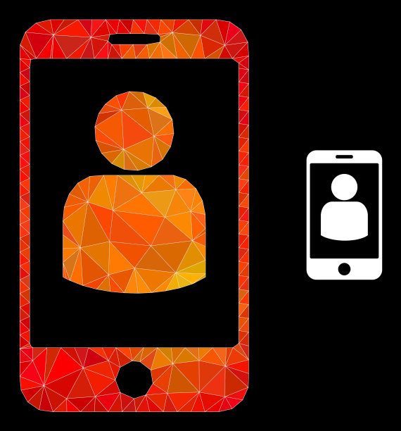 多边形智能手机用户图标与火焰图片下载