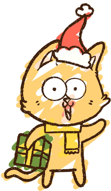 圣诞猫粉笔画图片下载