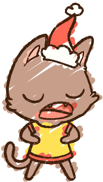 圣诞猫粉笔画图片下载