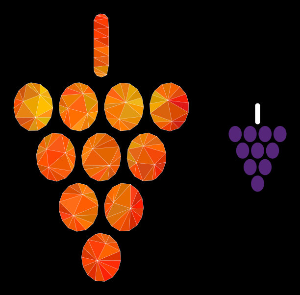 低聚葡萄浆果图标与火梯度图片下载