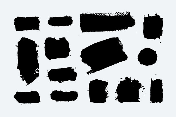一套画笔的笔触污渍和斑点图片下载