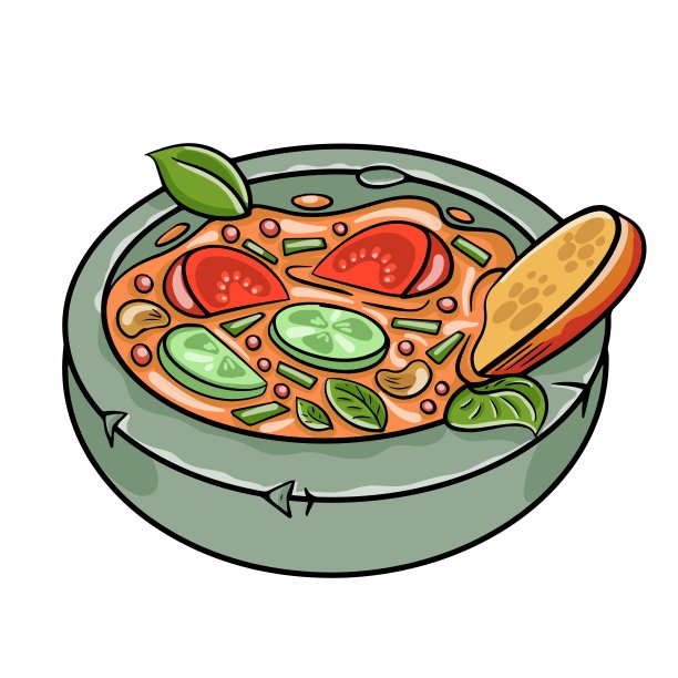 新鲜番茄西班牙冷汤配胡椒和大蒜，西班牙美食图片下载