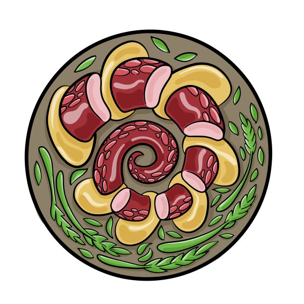 八爪鱼(Pulpo a la gallega)是一道传统的加利西亚菜，用烤章鱼配上煮土豆和甜辣椒粉图片下载