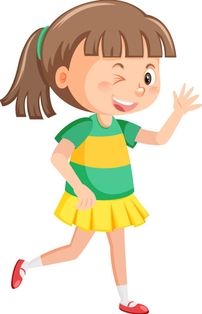 开朗的女孩带着问候的手势图片下载