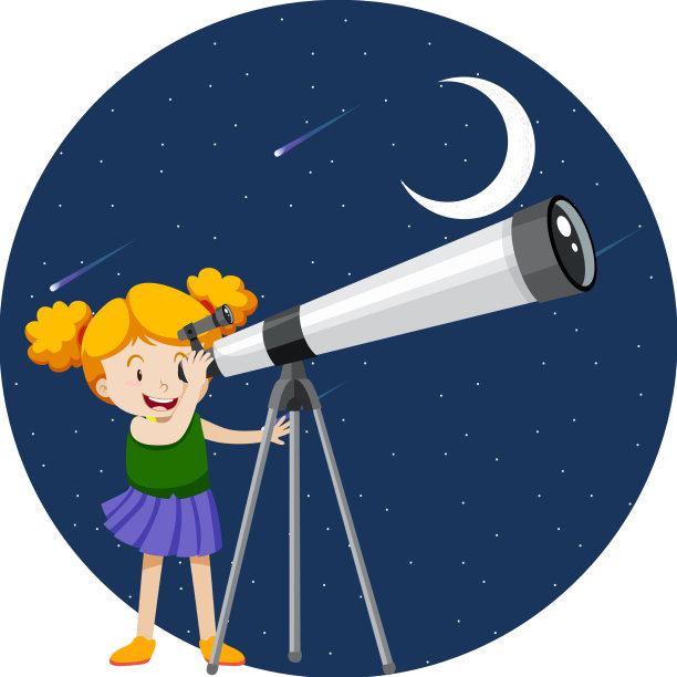 晚上用望远镜看卡通女孩图片下载