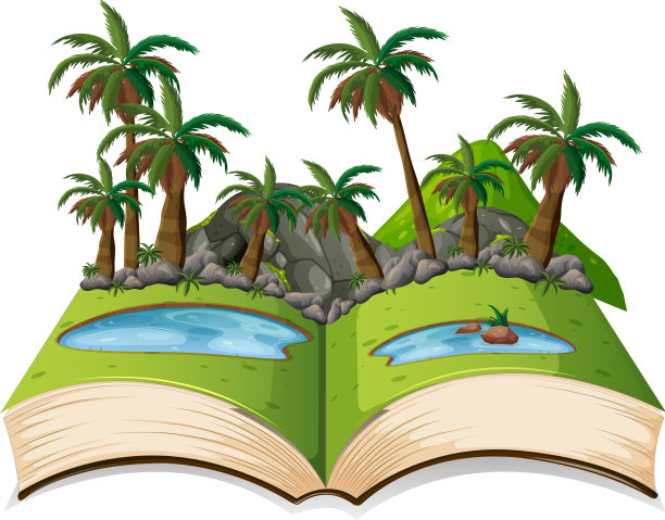 书中有自然风光的山图片下载