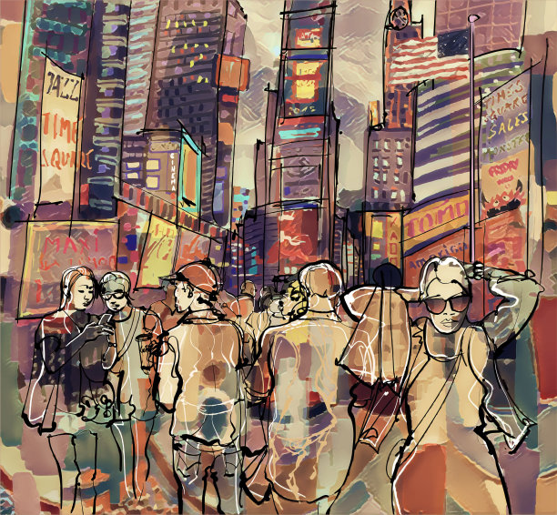 纽约时代广场的彩色图片图片下载