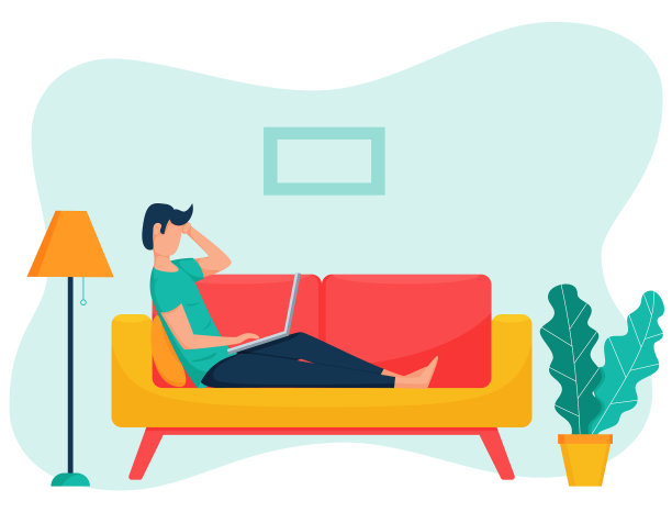 一个黑发的年轻自由职业者躺在床上图片下载