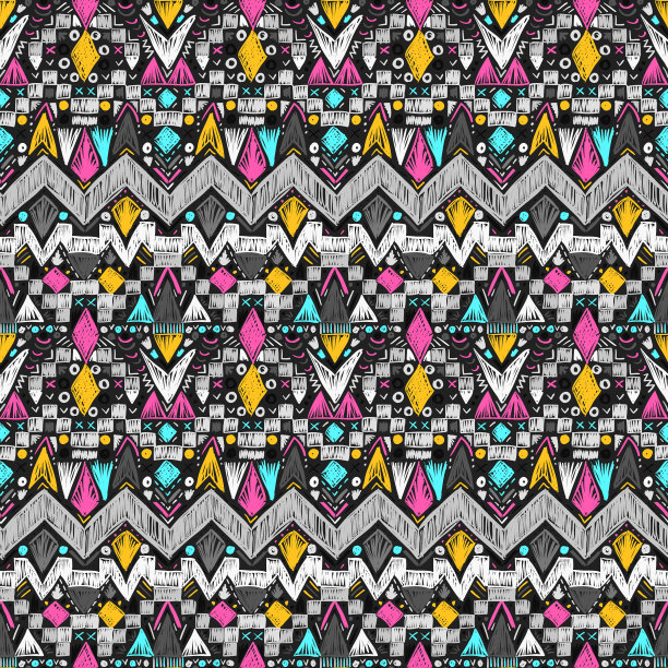 素描中风模式。复古的涂鸦装饰。手绘效果图。时尚面料设计、室内元素、壁纸和印刷产品的无缝时尚质感。图片下载