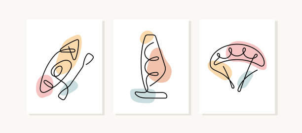 水上运动连续线条海报图片下载