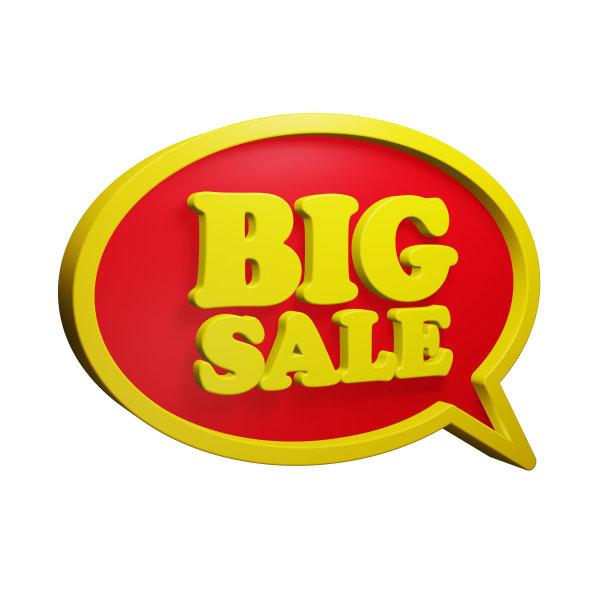 大减价文字与三维气球，三维插图图片下载