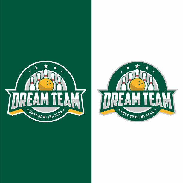 专业保龄球俱乐部徽章标志设计图片下载