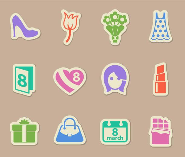 8个三月色图标图片下载