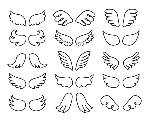 一套涂鸦天使翅膀图片下载