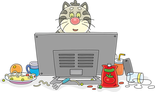 有趣的猫玩家站在电脑显示器后面图片下载