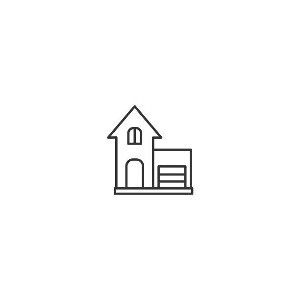 带车库的房屋住宅区线条图标，新房公寓图片下载