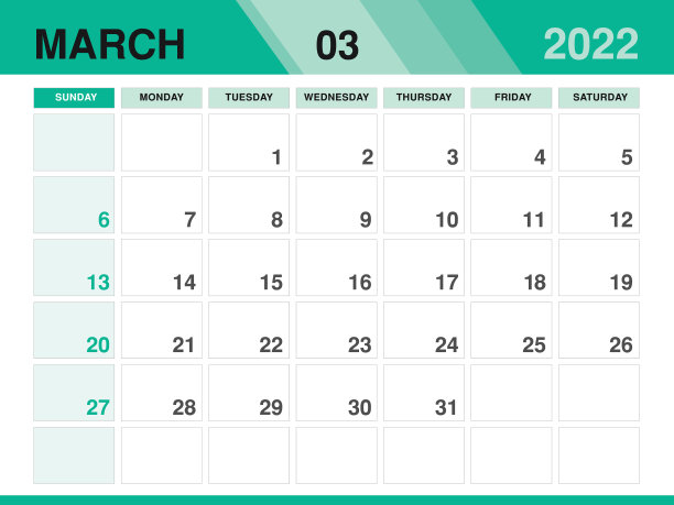 2022年3月模板-日历2022模板图片下载