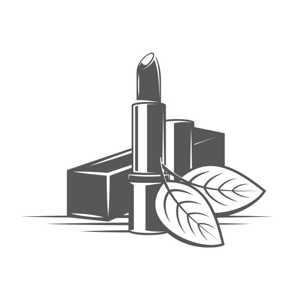 口红和叶子孤立在白色背景图片下载