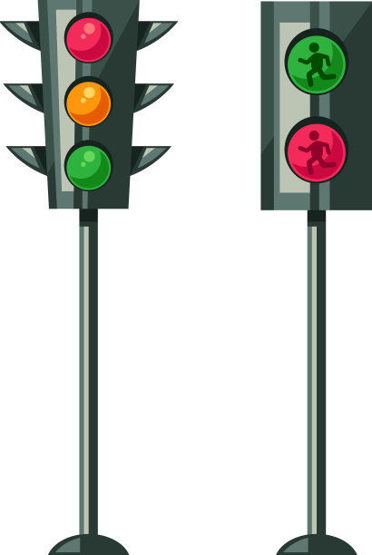 卡通风格的交通信号灯隔离设置图片下载
