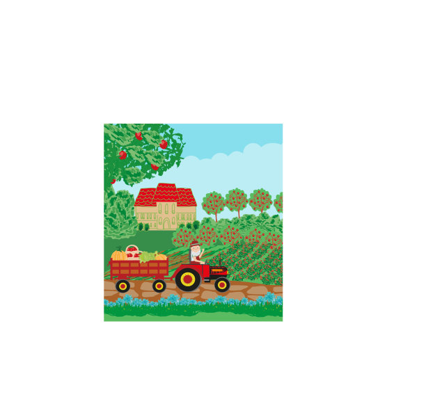 农民骑着拖拉机在田里种庄稼图片下载