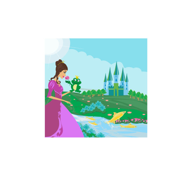 美丽的小公主和大青蛙图片下载