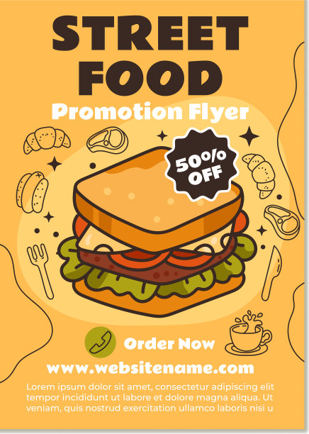 快速街头食品宣传传单海报模板图片下载