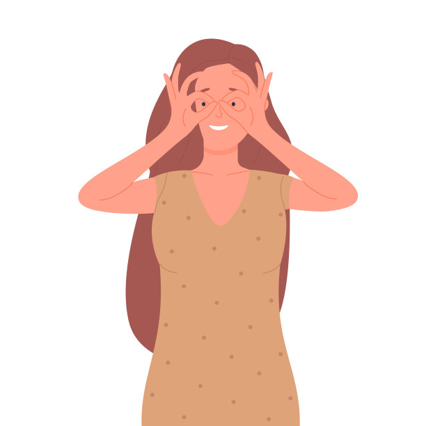 少女制作手眼镜图片下载