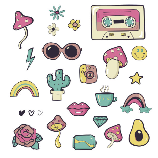 矢量线艺术涂鸦的对象和符号的卡通集合。涂鸦。用于概念设计。所有对象都是分开的。矢量图图片下载