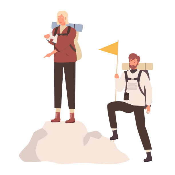 几个徒步旅行者在山顶上图片下载