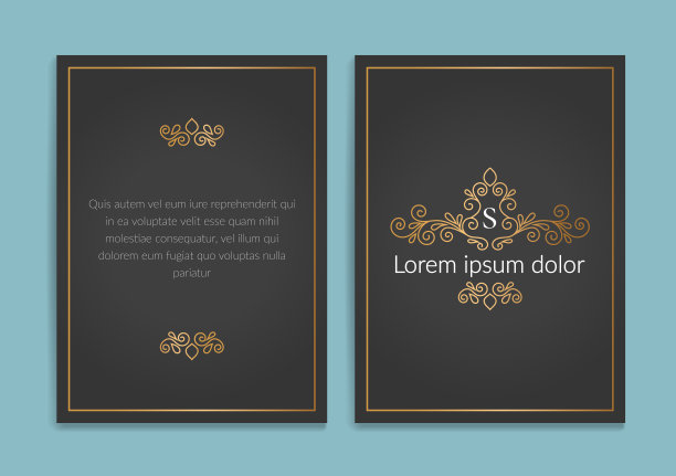 黄金和黑色豪华邀请卡设计与矢量装饰图案。的模板。可用于背景和壁纸。优雅经典的矢量元素非常适合装饰。图片下载