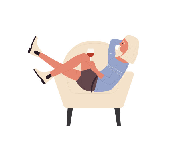 在扶手椅上放松的派对女孩图片下载