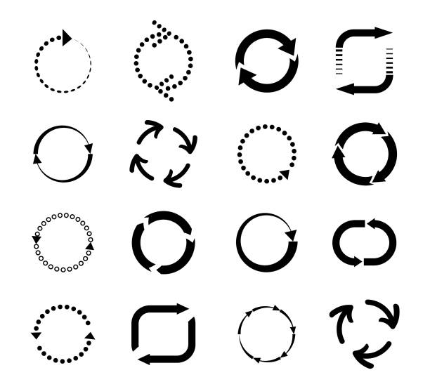 重载箭头循环。刷新重新加载圆形图标矢量集。简约风格的现代现代单色固体平面。图片下载