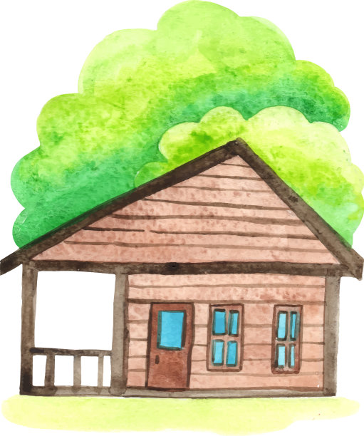 可爱的房子水彩图片下载
