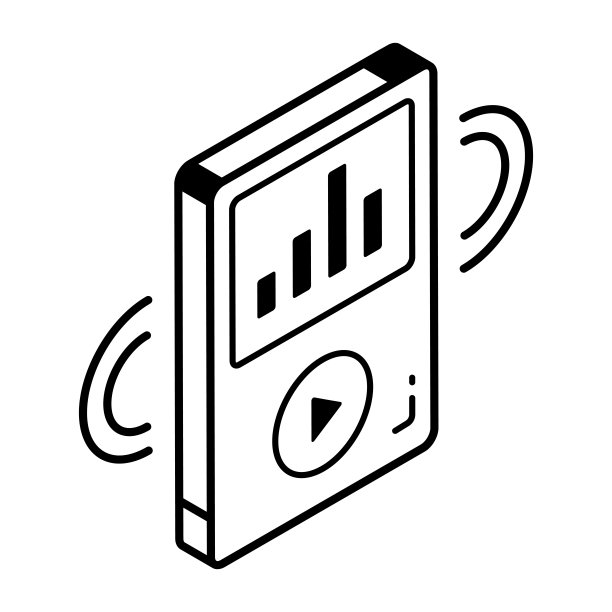 一个移动音乐的线性等距图标，图片下载