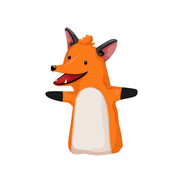 狐狸手木偶卡通矢量插图图片下载