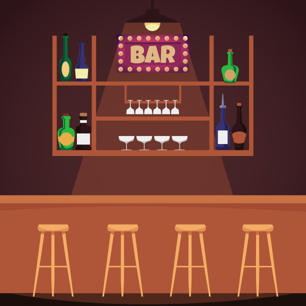 有酒柜的吧台，展示酒类图片下载