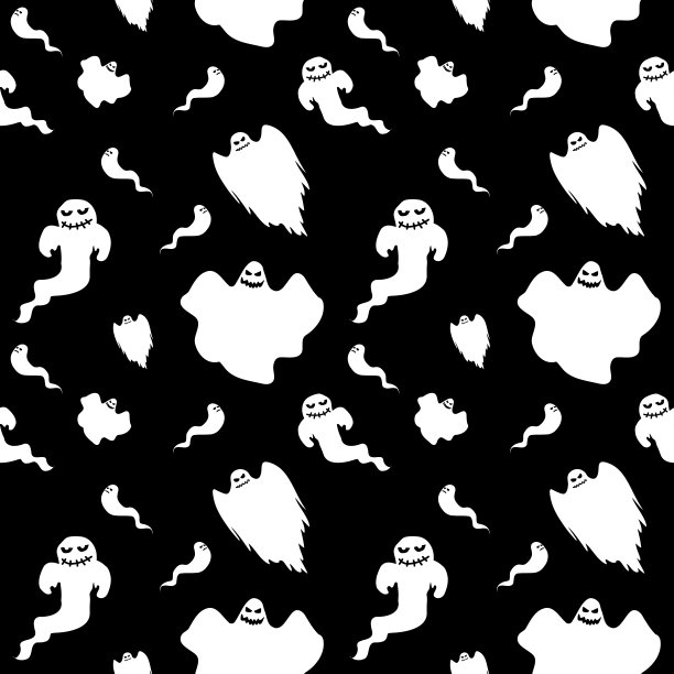 ็万圣节装饰概念。无缝模式。素材图片