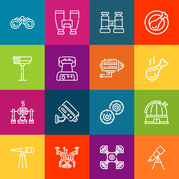 现代细线图标组间谍元素。优质的轮廓符号集合。简单的单线象形文字包。描矢量标志概念的网页图形图片下载