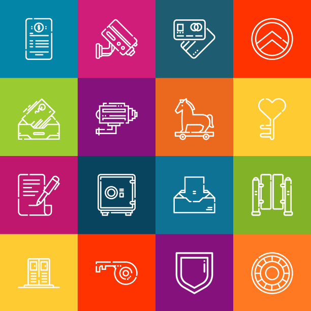 现代细线图标集合的安全元素。优质的轮廓符号集合。简单的单线象形文字包。描矢量标志概念的网页图形图片下载