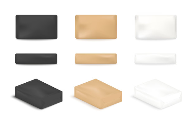 肥皂在棕色牛皮纸包装3d逼真图片下载